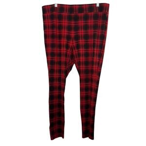 Ann Taylor Loft Red & Black Buffalo Plaid Ponte Leggings Women's XLT XL Tall
